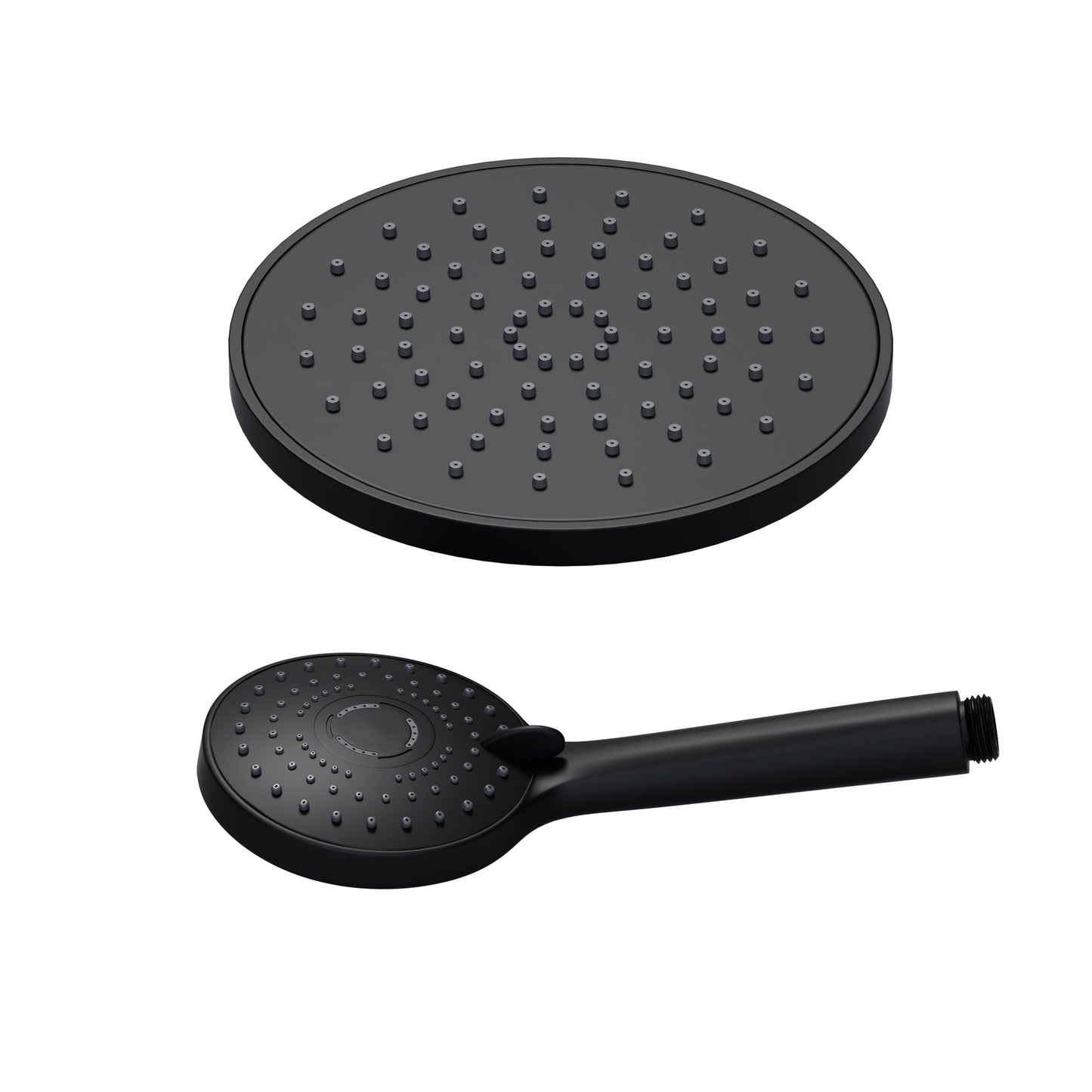 JOHO ABS Kopfbrause 8 Zoll Regendusche Duschkopf mit Handbrause, Runden Einbauduschkopf Mit Anti-Kalk Düsen D20cm Schwarz