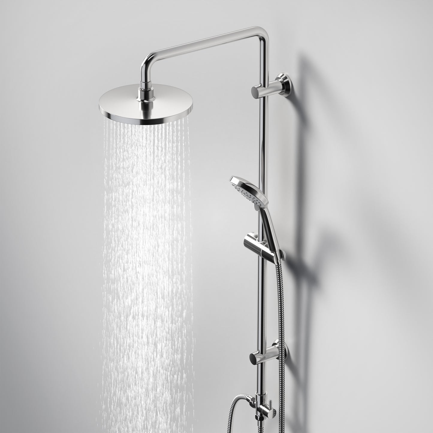 JOHO Regendusche Duschsystem ohne Duscharmatur, Edelstahl Duschset mit ABS Regenduschkopf Rund D20cm Chrom