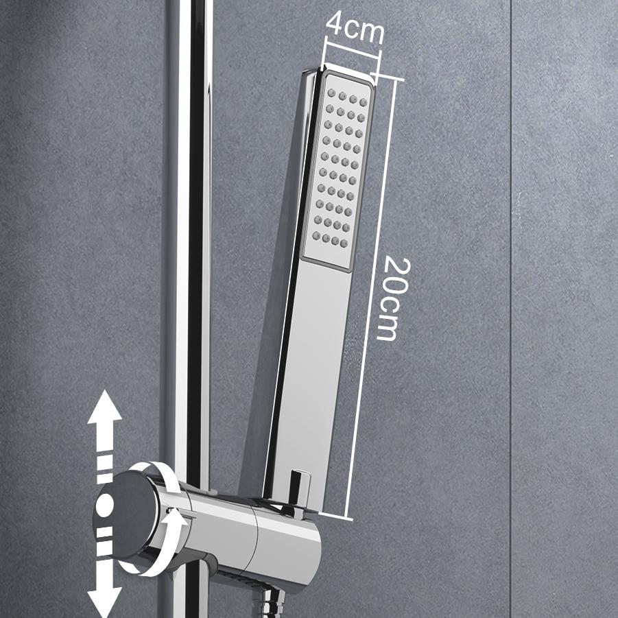 JOHO Regendusche Duschsystem 92 CM mit Ablage Kopfbrause eckig Chrom