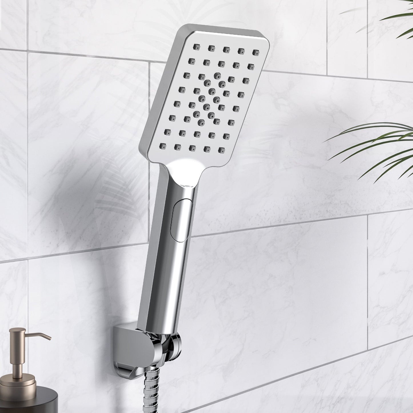 JOHO Großem Duschkopf mit 3 Strahlarten, Quadratisch Handbrause Regendusche Duschbrause aus ABS, Brausekopf mit Antikalk-Funktion für Badezimmer Chrom