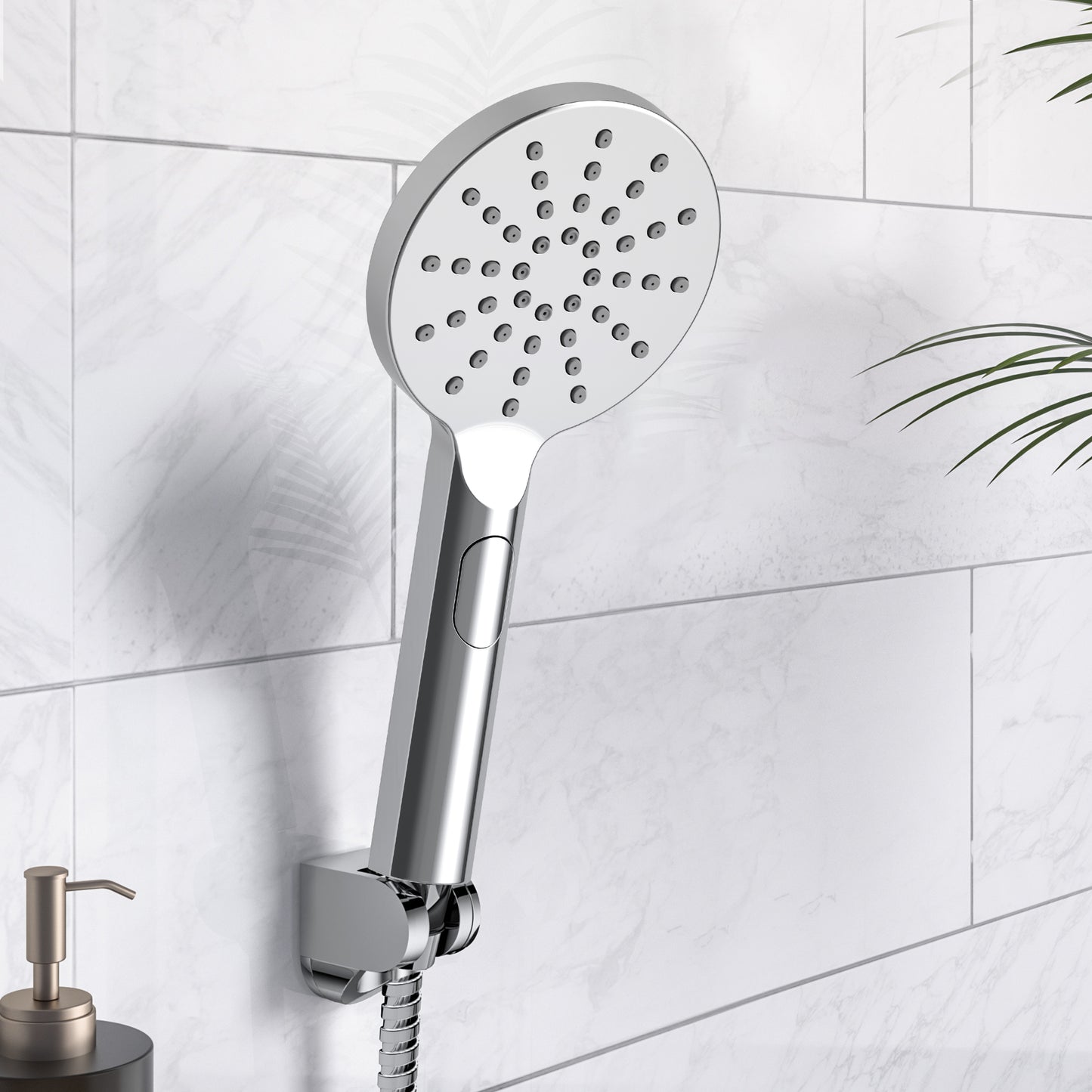 JOHO große Duschkopf Regendusche Handbrause mit 3 Strahlarten, Runde Duschbrause aus ABS, Brausekopf mit Antikalk-Funktion Chrom