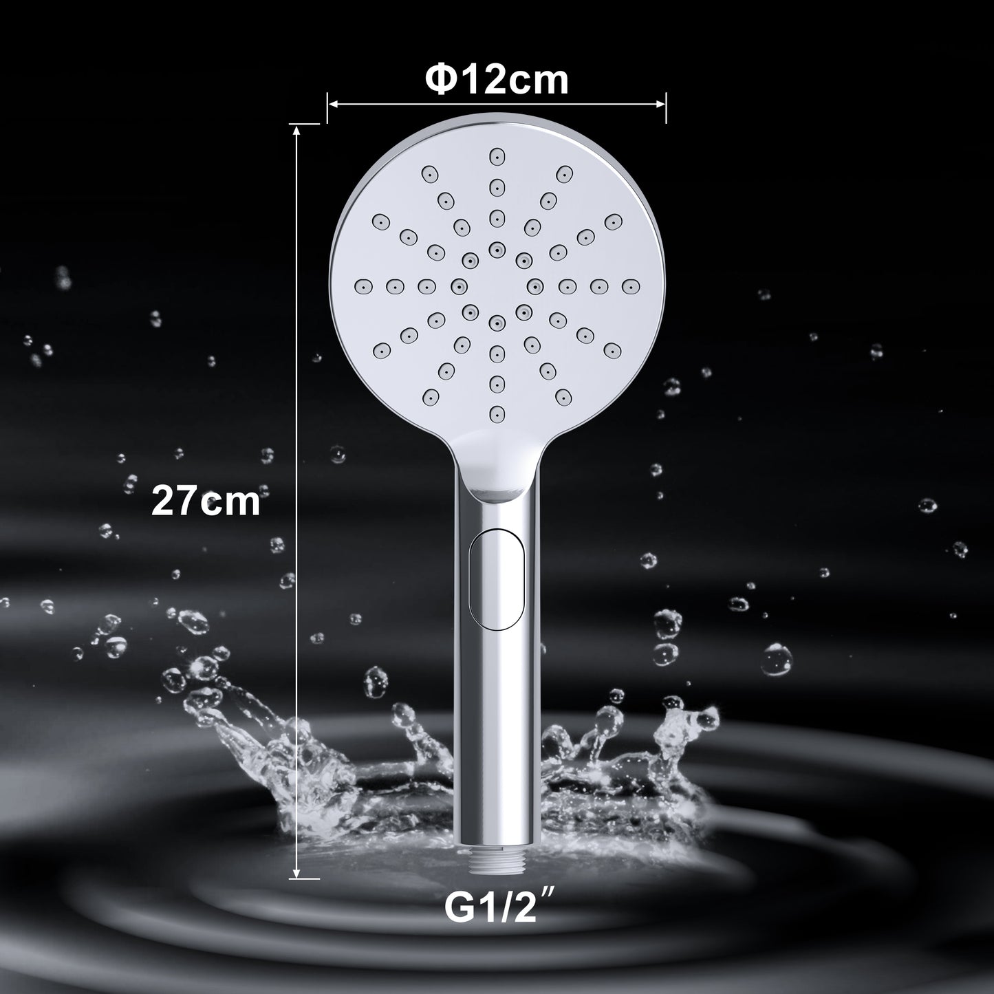 JOHO große Duschkopf Regendusche Handbrause mit 3 Strahlarten, Runde Duschbrause aus ABS, Brausekopf mit Antikalk-Funktion Chrom