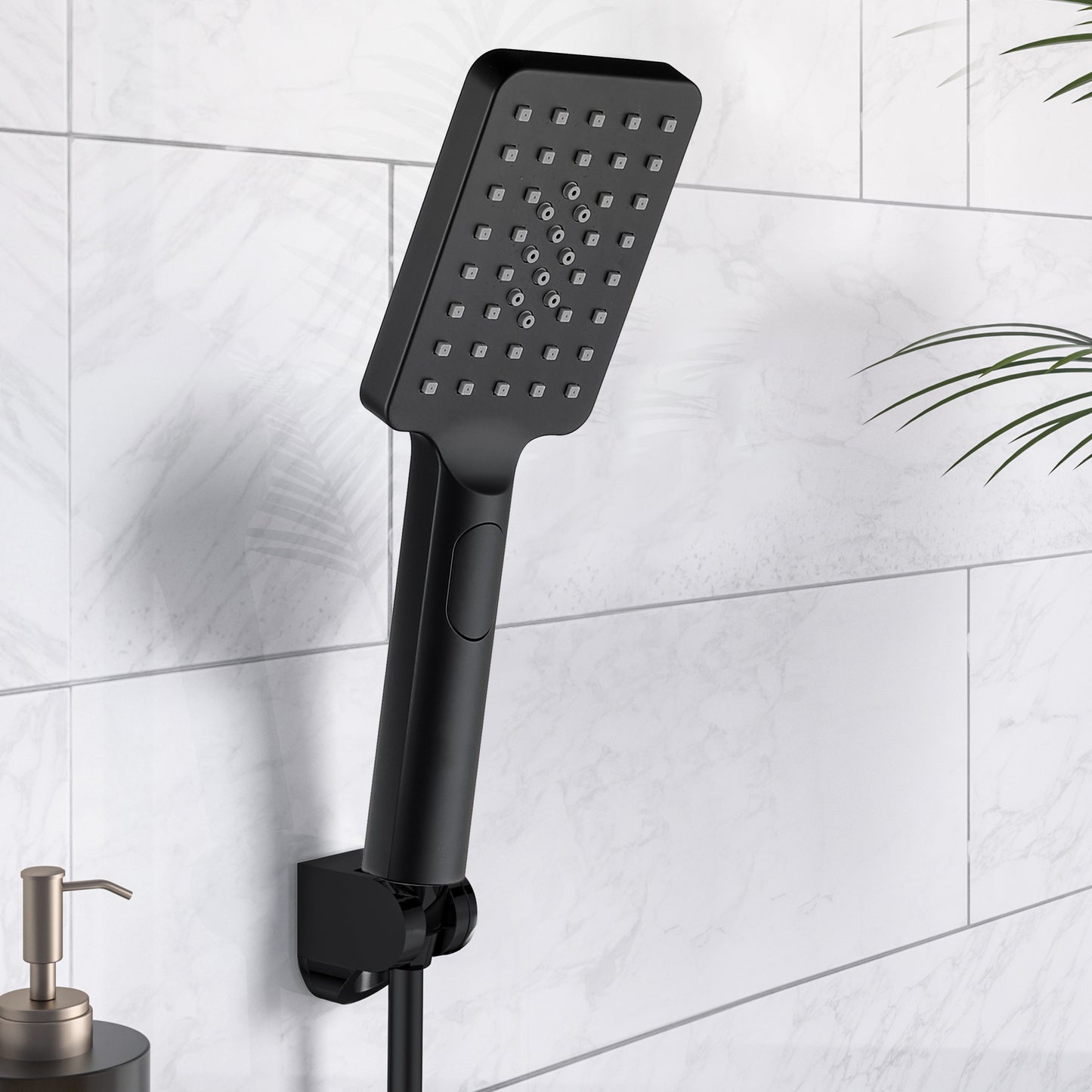JOHO Großem Duschkopf mit 3 Strahlarten, Quadratisch Handbrause Regendusche Duschbrause aus ABS, Brausekopf mit Antikalk-Funktion Schwarz