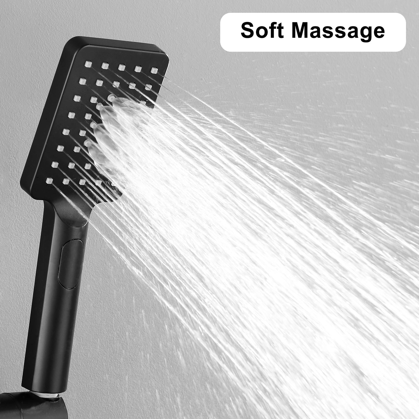 JOHO Großem Duschkopf mit 3 Strahlarten, Quadratisch Handbrause Regendusche Duschbrause aus ABS, Brausekopf mit Antikalk-Funktion Schwarz