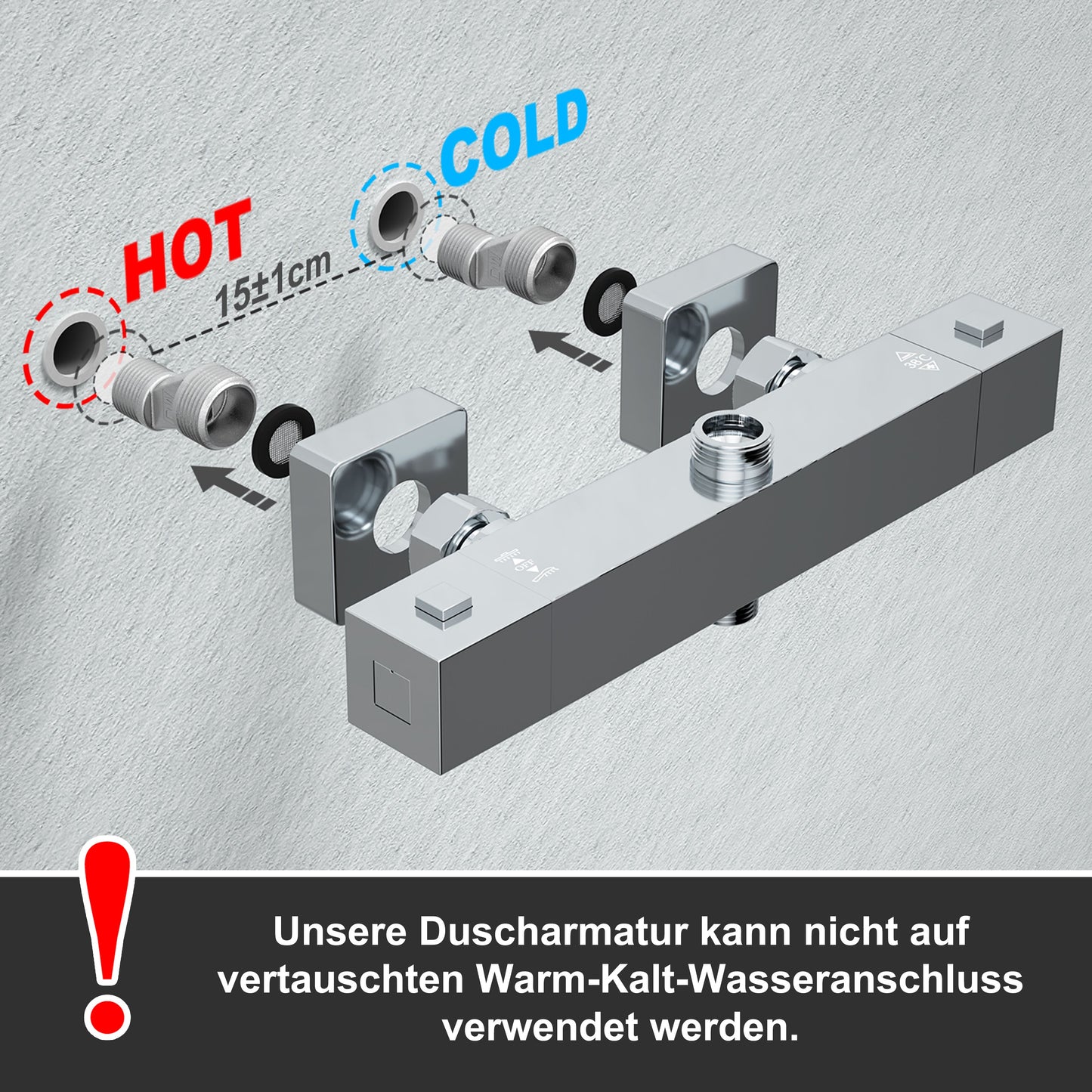 JOHO Thermostat Duschset Duschsystem Regendusche Duschgarnitur Duscharmatur mit 304 Edelstahl Eckig Kopfbrause