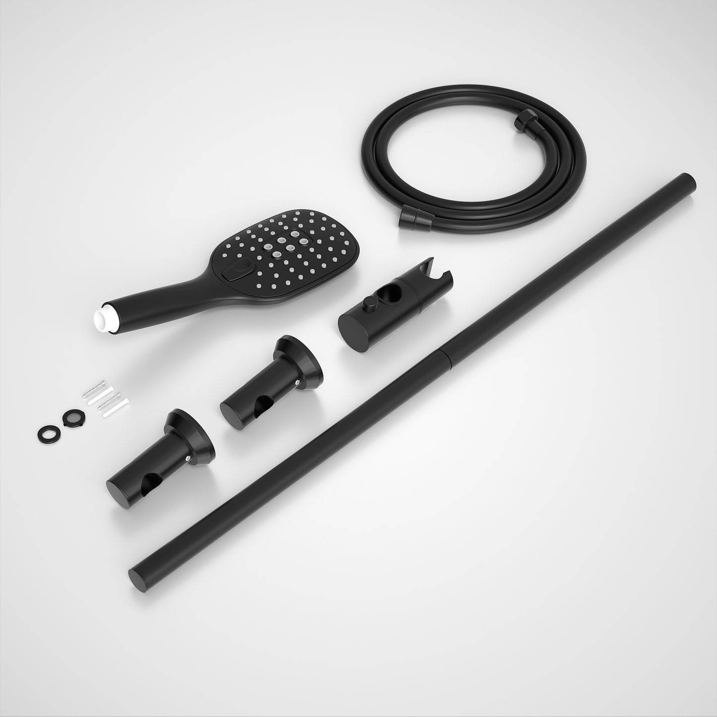 JOHO Schwarz Duschset mit Handbrause 0.7m Duschstange mit Brausehalterung Schlauch 1210MB