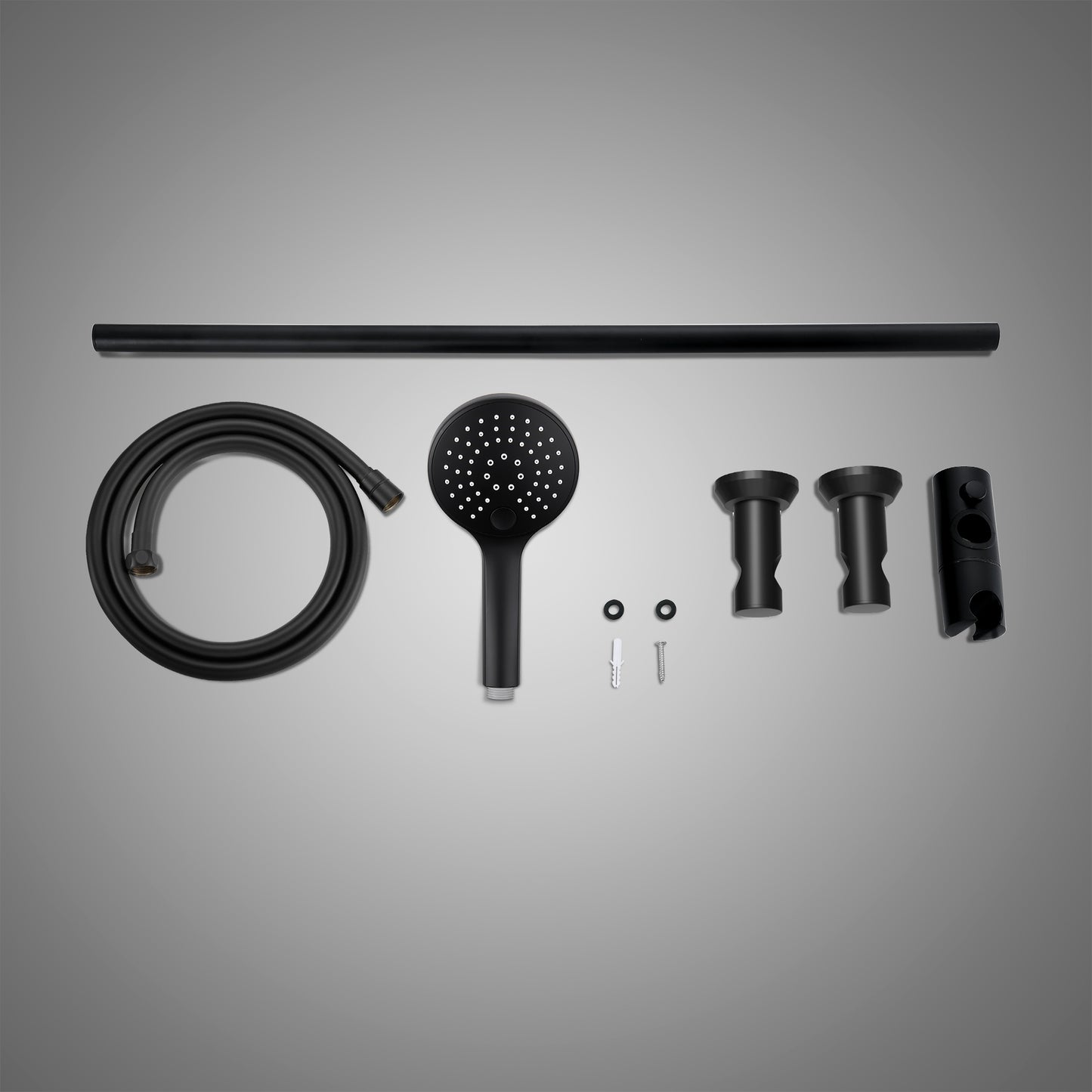 JOHO Schwarz Duschset mit Handbrause 0.7m Duschstange mit Brausehalterung Schlauch D12MB