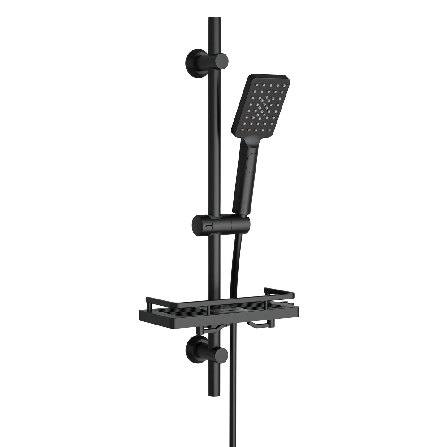 JOHO Duschset Rail Shower kit Der Duschkopf mit hohem Preis-Leistungs-Verhältnis Handbrause Duschstangeset mit Ablage schwarz (DS1210MB)