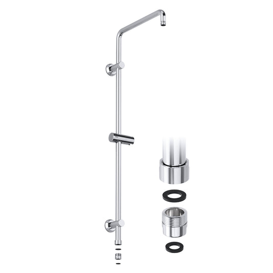 JOHO Edelstahl Duschstange mit Handbrausehalter und Gewindeadapter, Variable Wandbefestigungen Wandstange Duschrohr für Regendusche Brausearm Chrom