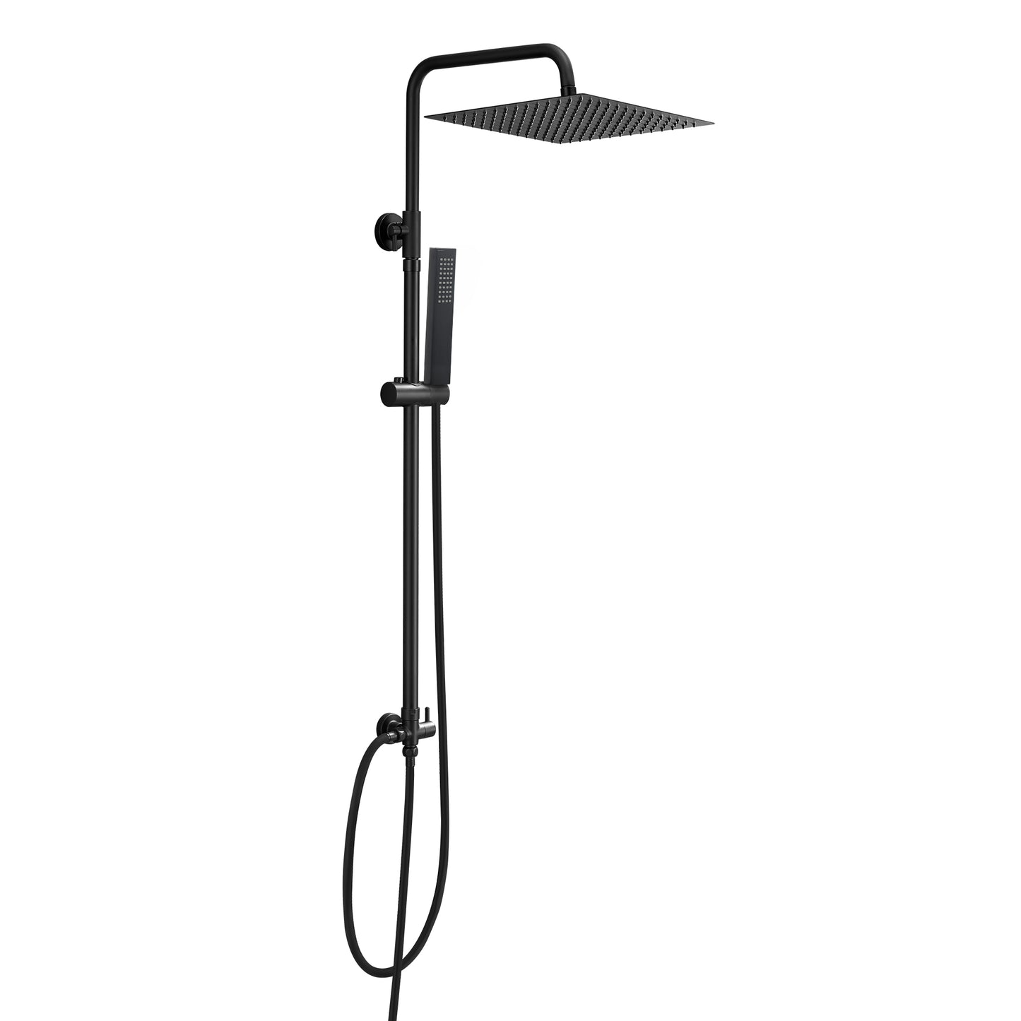 JOHO 304 Edelstahl Duschsystem mit Kopfbrause 30x30cm Matt schwarz
