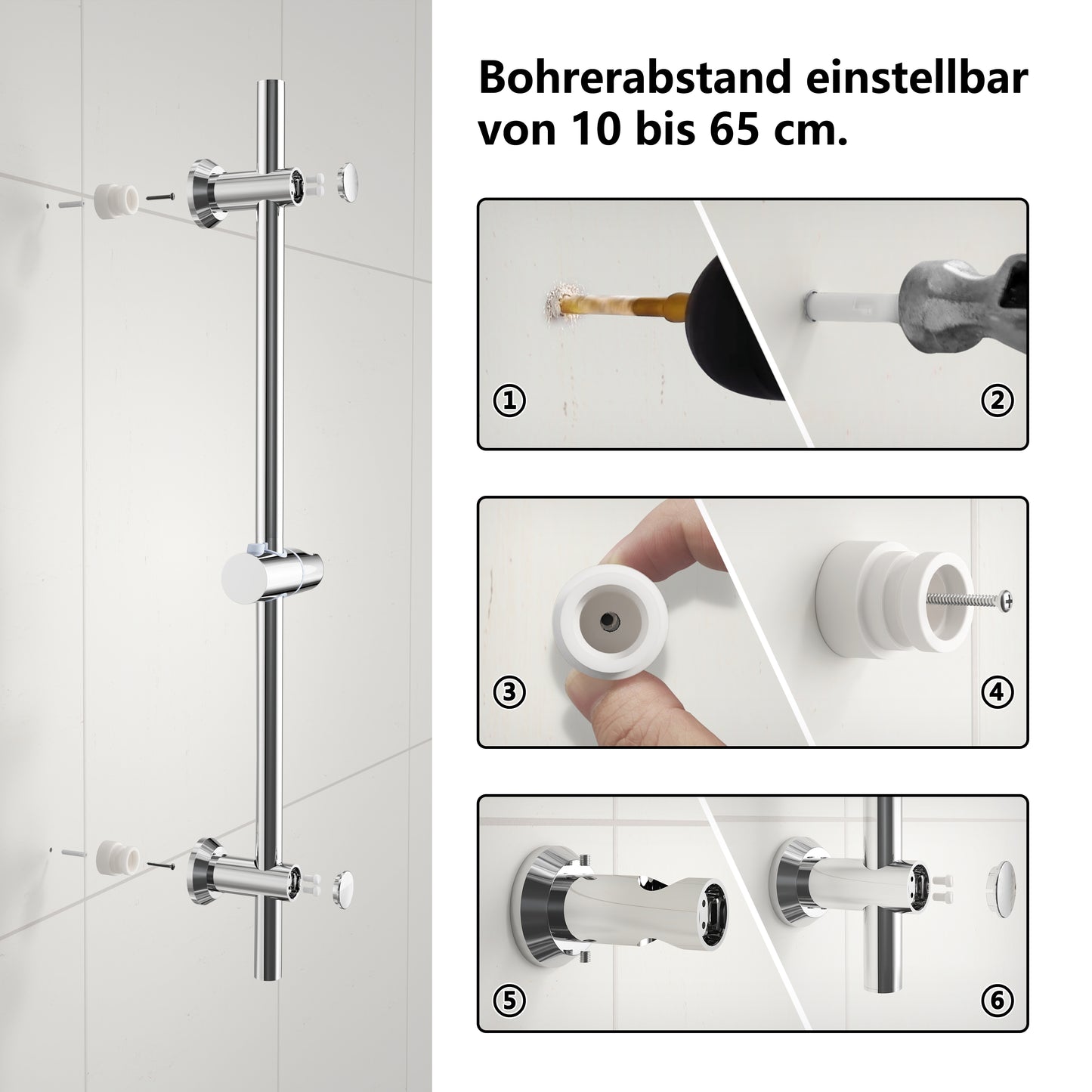 JOHO Thermostat Duschsystem mit Duscharmatur, Duschstangeset mit Duschablage, Thermostat Mischbatterie Dusche + Edelstahl Brausestangeset 70cm mit Handbrause und Schlauch Rechteckig Chrom