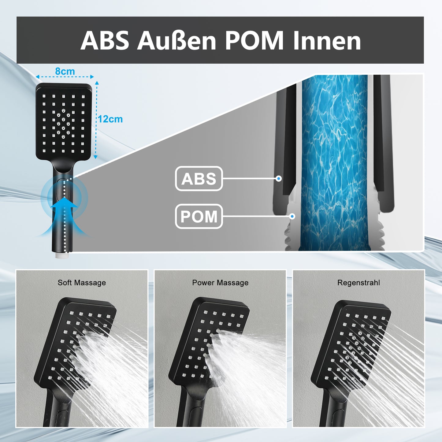 JOHO Duschset Rail Shower kit Der Duschkopf mit hohem Preis-Leistungs-Verhältnis Handbrause Duschstangeset mit Ablage schwarz (DS1210MB)