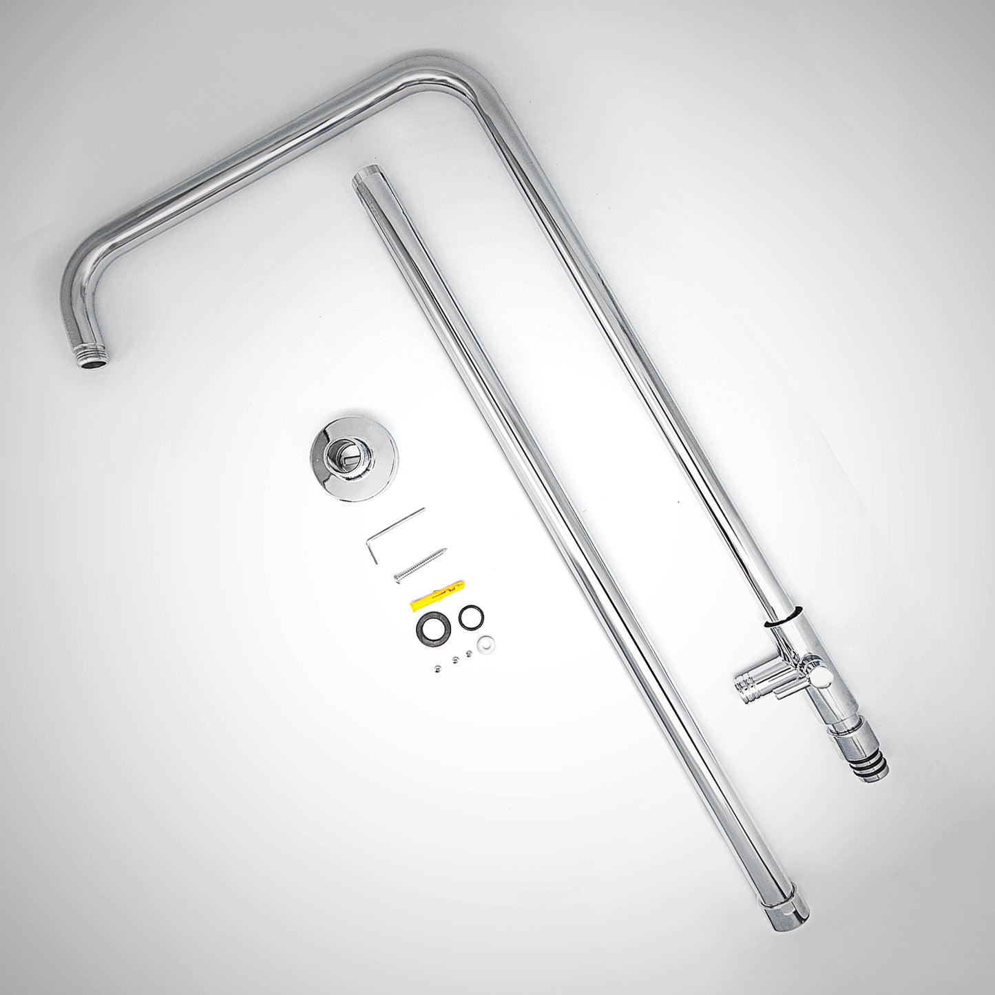 JOHO Höheverstellbare Duschstange aus Edelstahl Duschsäule Wandstange Regendusche Brausearm mit verstellbare Länge von 69 bis 111cm Chrom