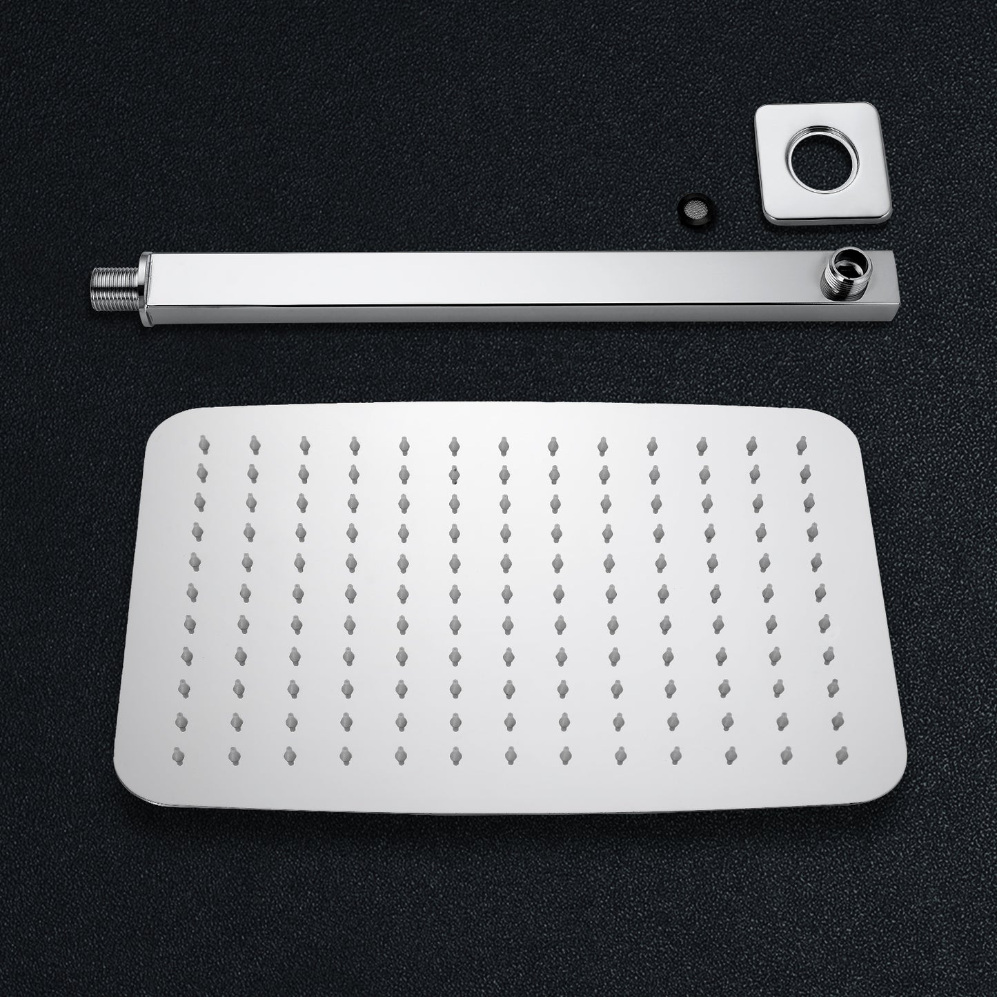 JOHO Regendusche Duschkopf groß Rechteckig pflegeleichte Überkopfbrauseset aus 304 Edelstahl mit Bombenfester Brausearm Wandarm (35x25cm/37cm)