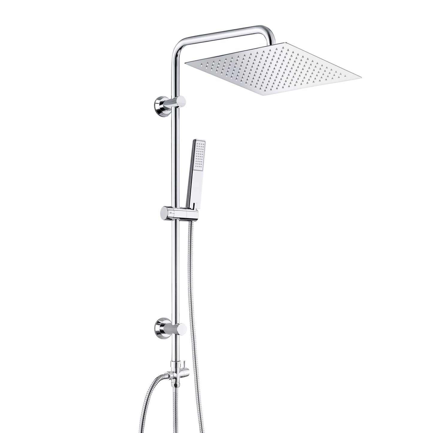 JOHO Edelstahl Duschsystem Duschset Überkopfbrauseset mit 92CM Duschstange Eckig