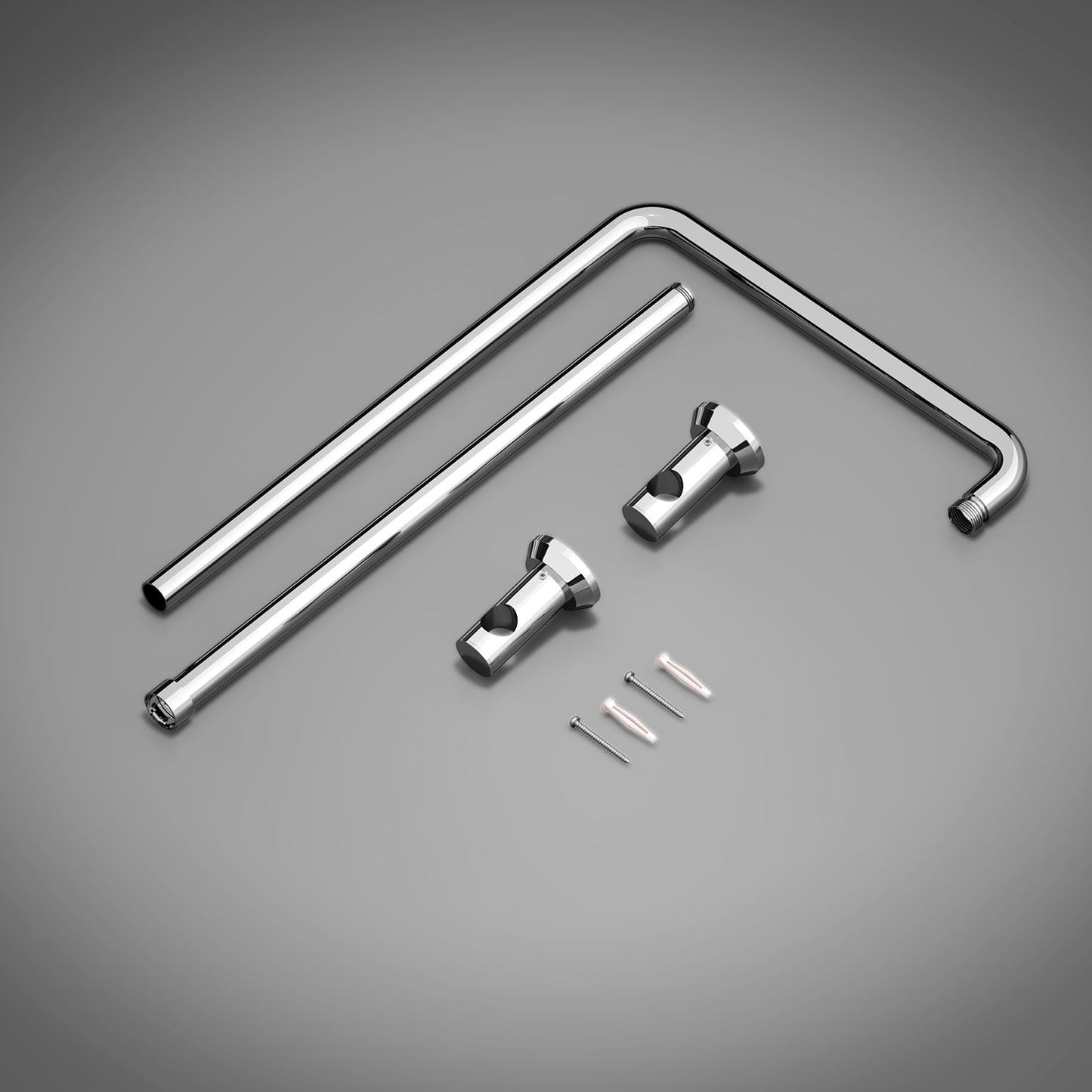 OHO Edelstahl Duschstange mit Variable Wandbefestigungen, Wandstange Regendusche Brausearm Brausestange Duschsäule mit fester Länge 92cm Chrom