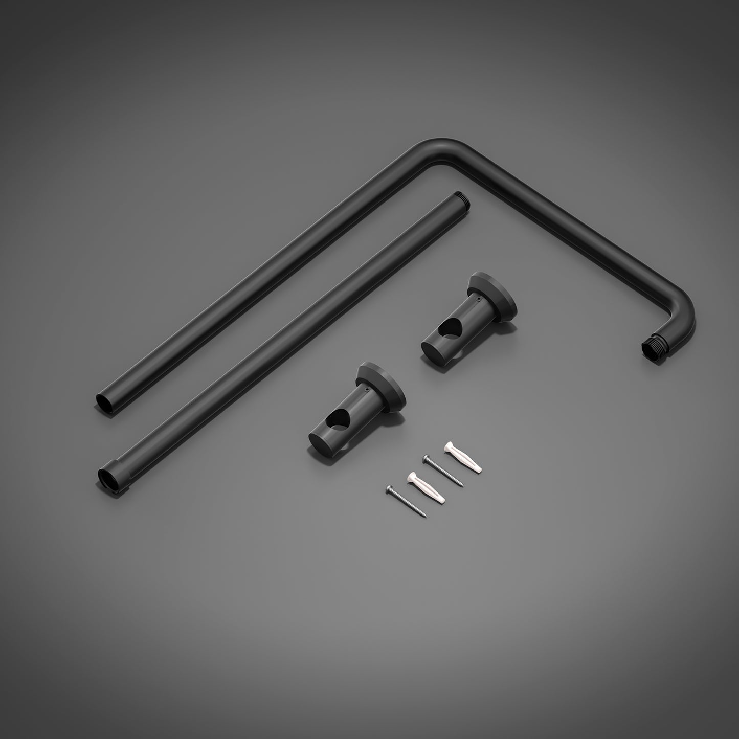 JOHO Edelstahl Duschstange mit Variable Wandbefestigungen, Wandstange Regendusche Duschrohr Brausearm Brausestange Duschsäule mit fester Länge 92cm, Duschsystem Zubehör Schwarz