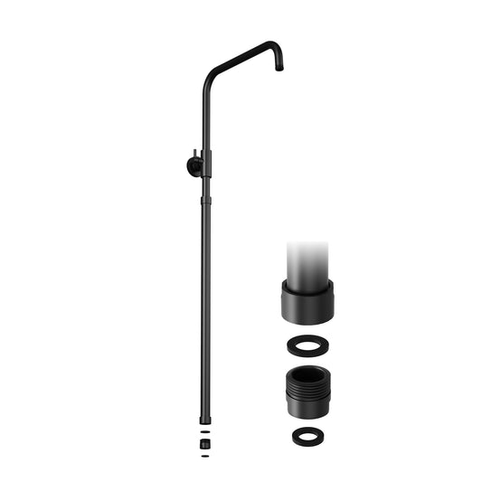 JOHO Höheverstellbare Duschstange aus Edelstahl mit Gewindeadapter,Duschsystem Zubehör Duschsäule Duschrohr für Regendusche Wandstange Brausearm mit verstellbare Länge von 69 bis 111cm Schwarz