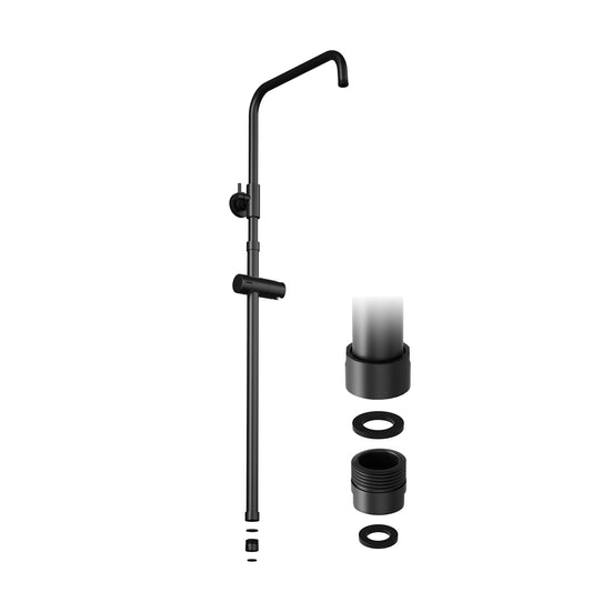 JOHO Höheverstellbare Duschstange mit Handbrausehalter und Gewindeadapter, Edelstahl Duschsäule Wandstange Brausearm mit Verstellbare Länge Schwarz