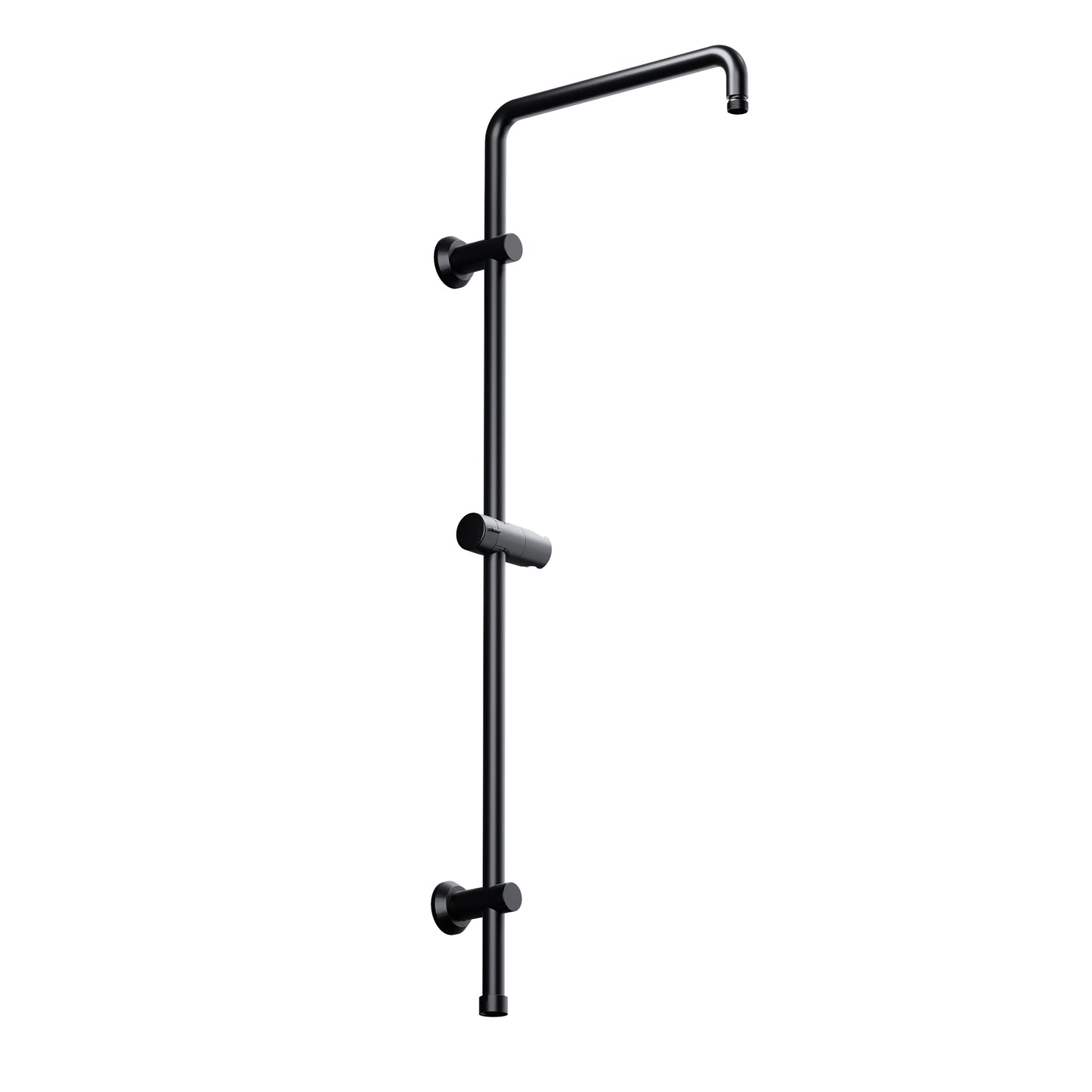 JOHO Edelstahl Duschstange mit Handbrausehalter und Variable Wandbefestigungen, Wandstange Regendusche Brausearm Brausestange Duschsäule mit fester Länge 92cm Schwarz