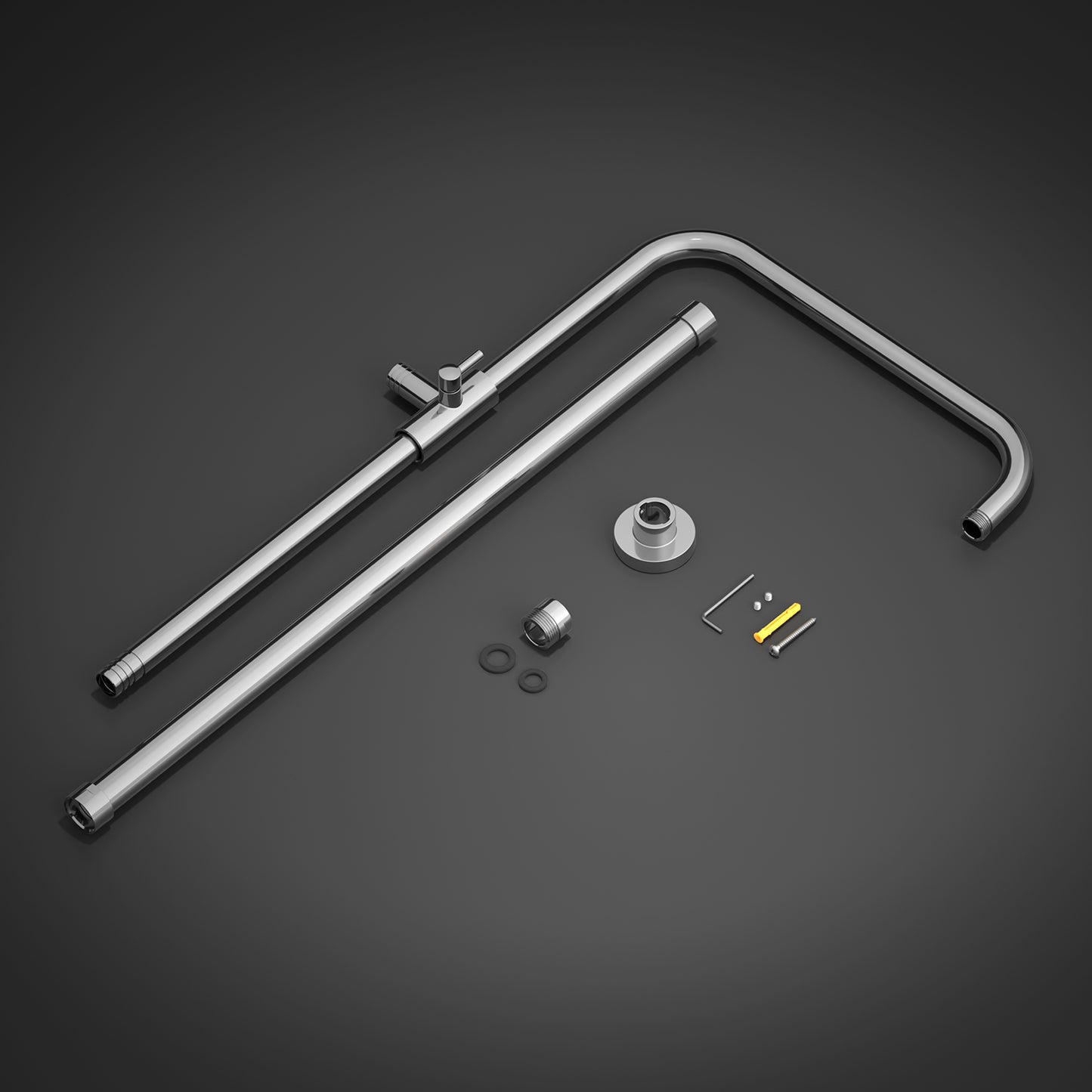 JOHO Höheverstellbare Duschstange mit Gewindeadapter 1/2 Zoll IG auf 3/4 Zoll AG, Edelstahl Duschsystem Zubehör Wandstange Regendusche rohr Brausearm mit verstellbare Länge von 69 bis 111cm Chrom