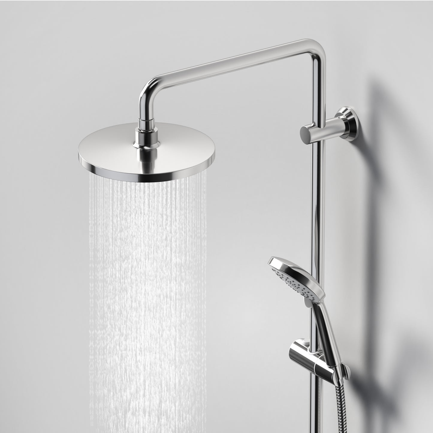 JOHO ABS Kopfbrause 8 Zoll Regendusche Duschkopf mit Handbrause, Runden Einbauduschkopf Mit Anti-Kalk Düsen D20cm Chrom