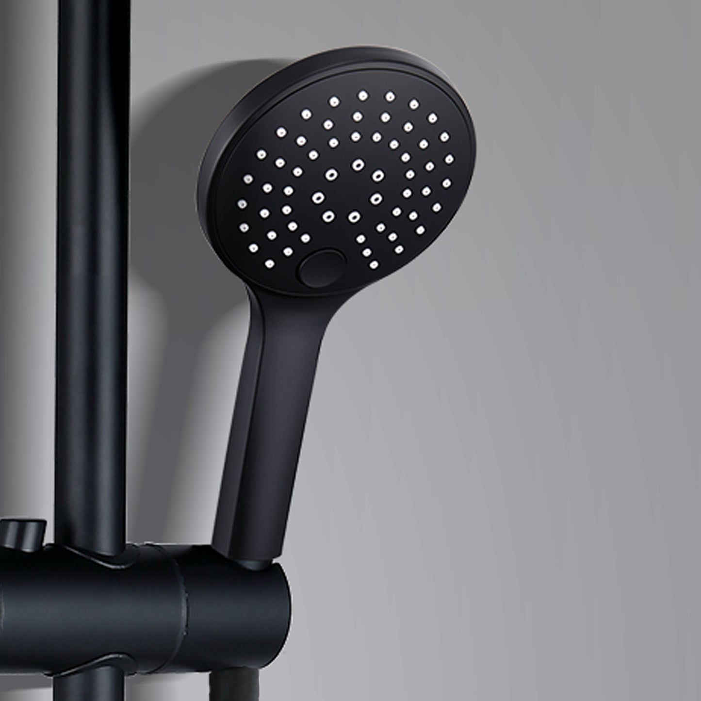 JOHO Runde Duschkopf mit Schlauch,3 Strahlarten Handbrause Duschbrause mit Brauseschlauch 150cm Schwarz