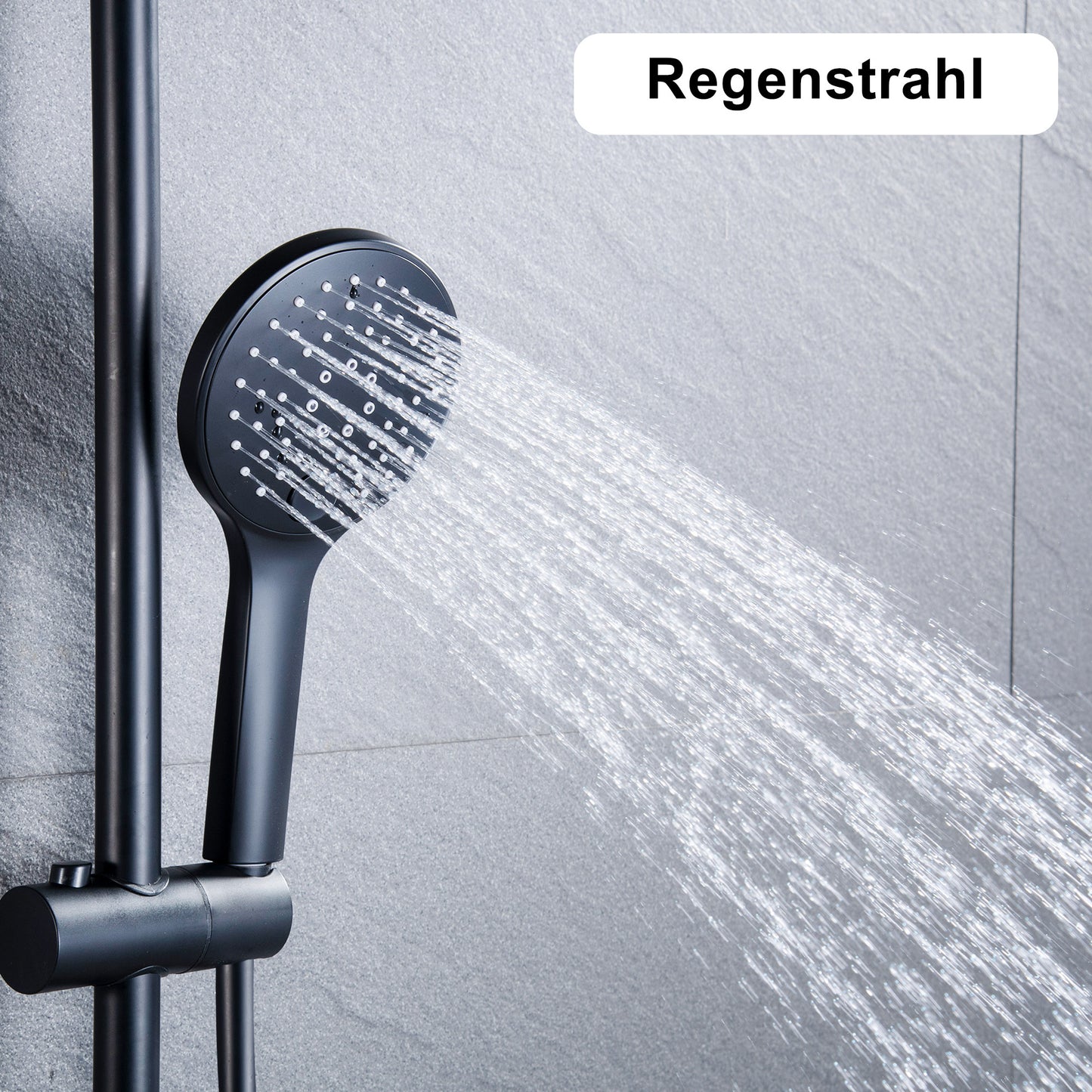 JOHO Runde Duschkopf mit Schlauch,3 Strahlarten Handbrause Duschbrause mit Brauseschlauch 150cm Schwarz