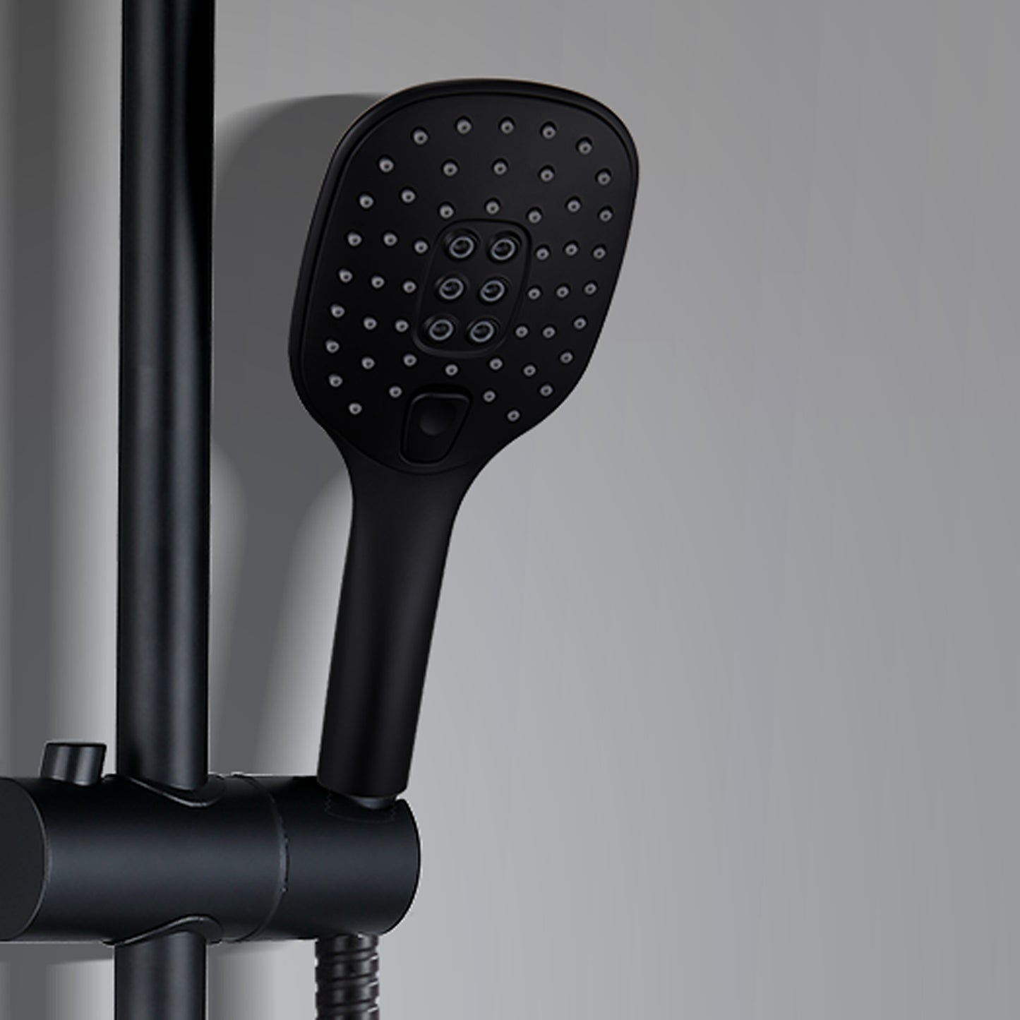 JOHO Duschkopf Handbrause mit 3 Strahlarten, Quadratisch Duschbrause aus ABS, Brausekopf mit Antikalk-Funktion Schwarz