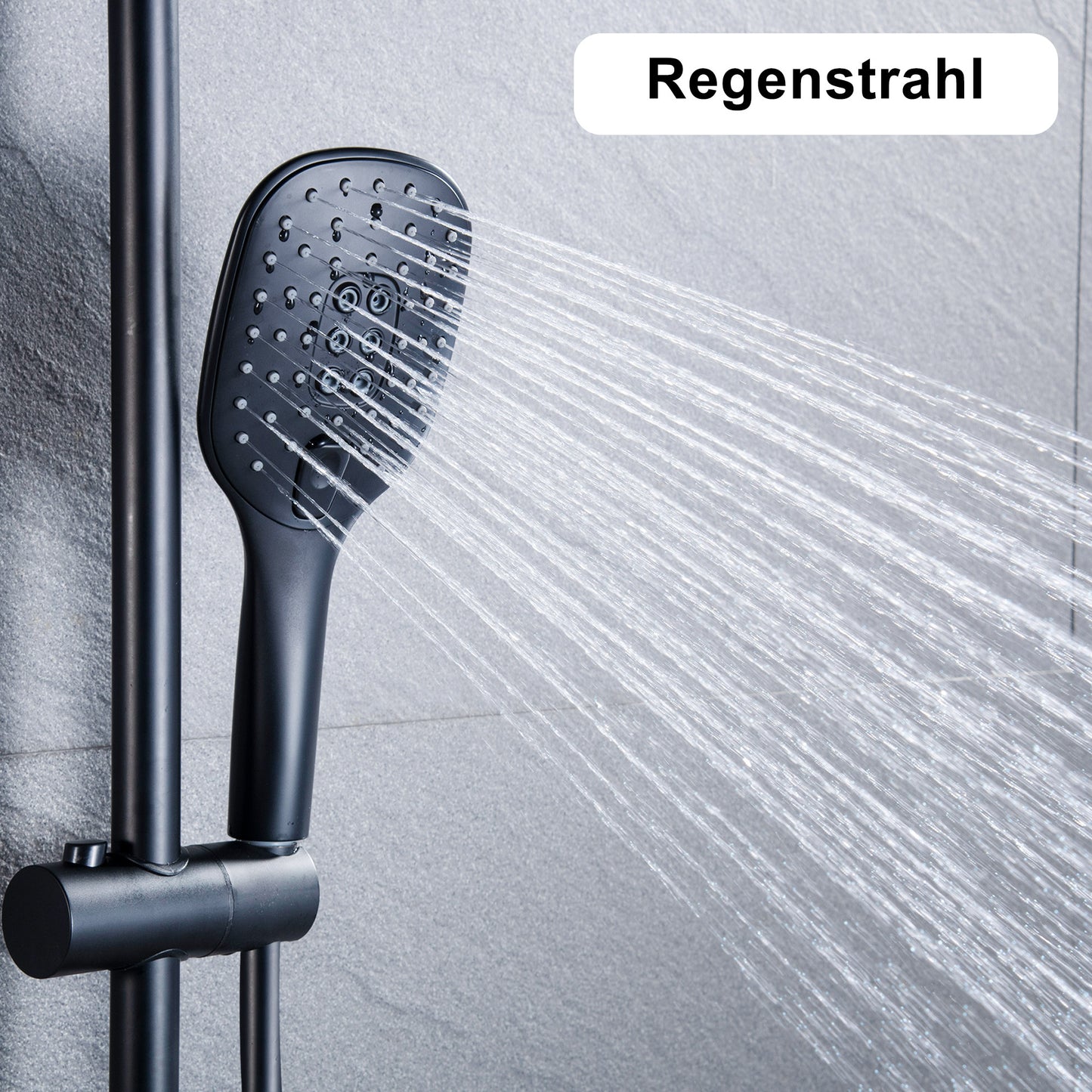 JOHO Duschkopf Handbrause mit 3 Strahlarten, Quadratisch Duschbrause aus ABS, Brausekopf mit Antikalk-Funktion Schwarz