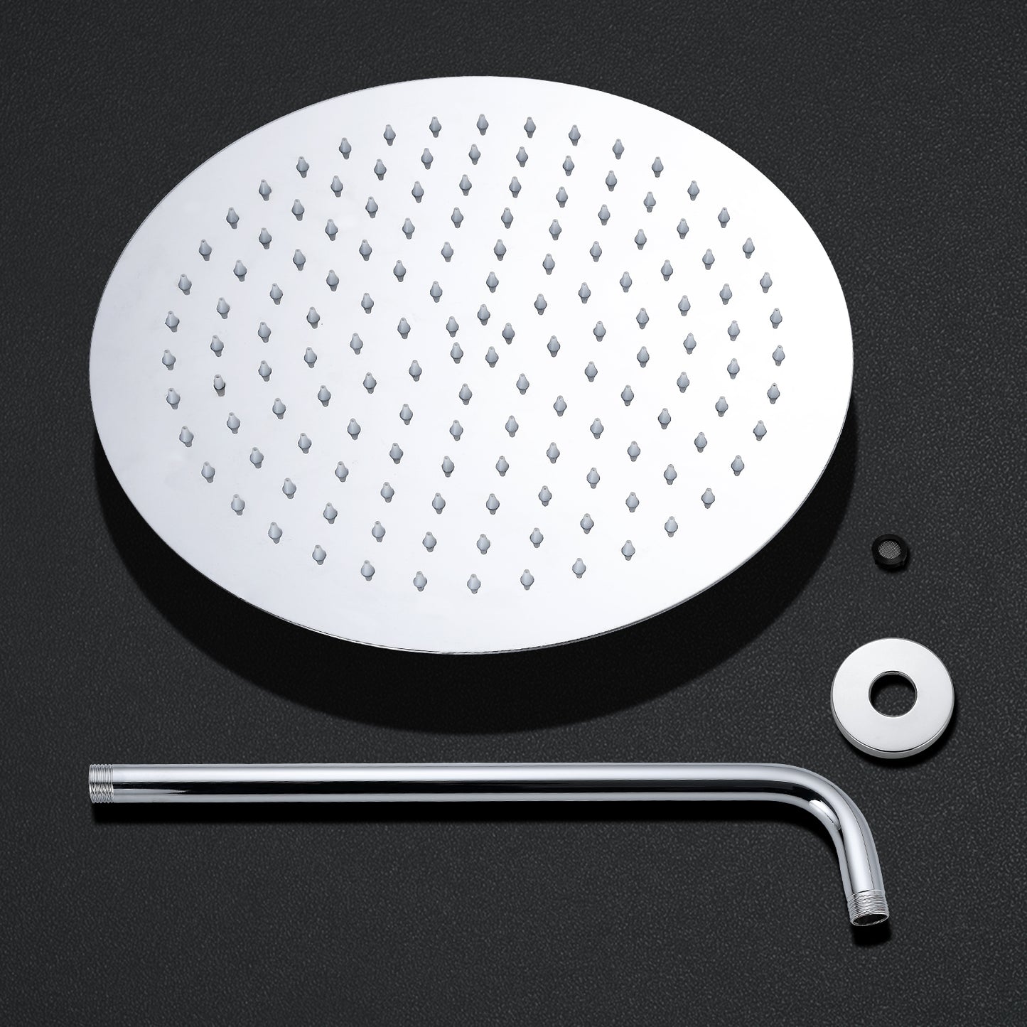 JOHO Regendusche Duschkopf aus Edelstahl mit Anti-Kalk-Düsen, groß 40cm Kopfbrause Set Rund Einbauduschköpfe Duschkopf Regenbrause Brausekopf mit Bombenfester Brausearm Wandarm (D40cm/40cm)
