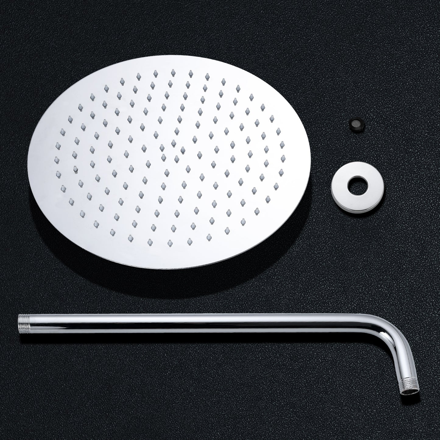 JOHO Regendusche Duschkopf groß Rund 30cm Überkopfbrauseset aus 304 Edelstahl mit Bombenfester Brausearm Wandarm (D30cm/40cm)