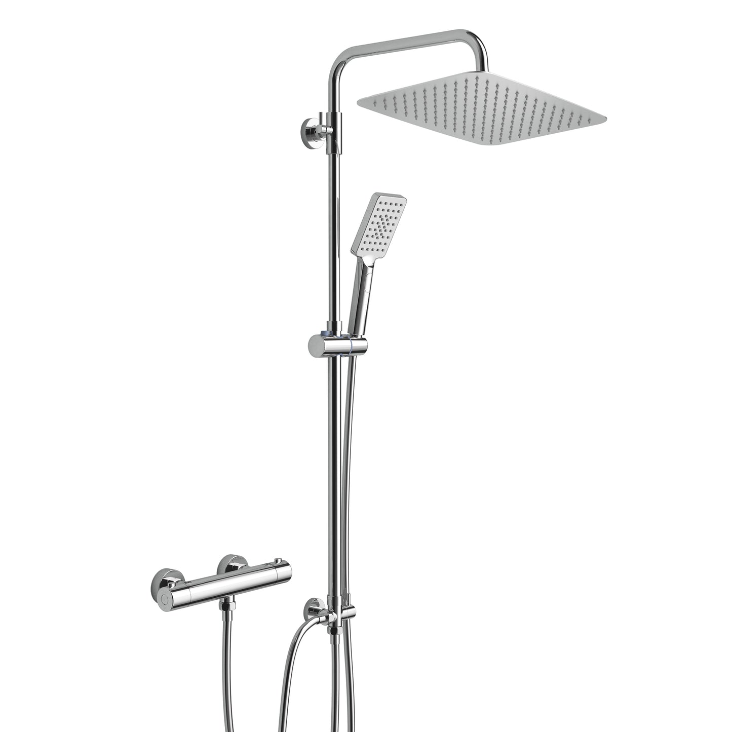 JOHO Regendusche Duschsystem mit Thermostatbatterie Edelstahl Duschset mit Duscharmatur Komplettset Chrom