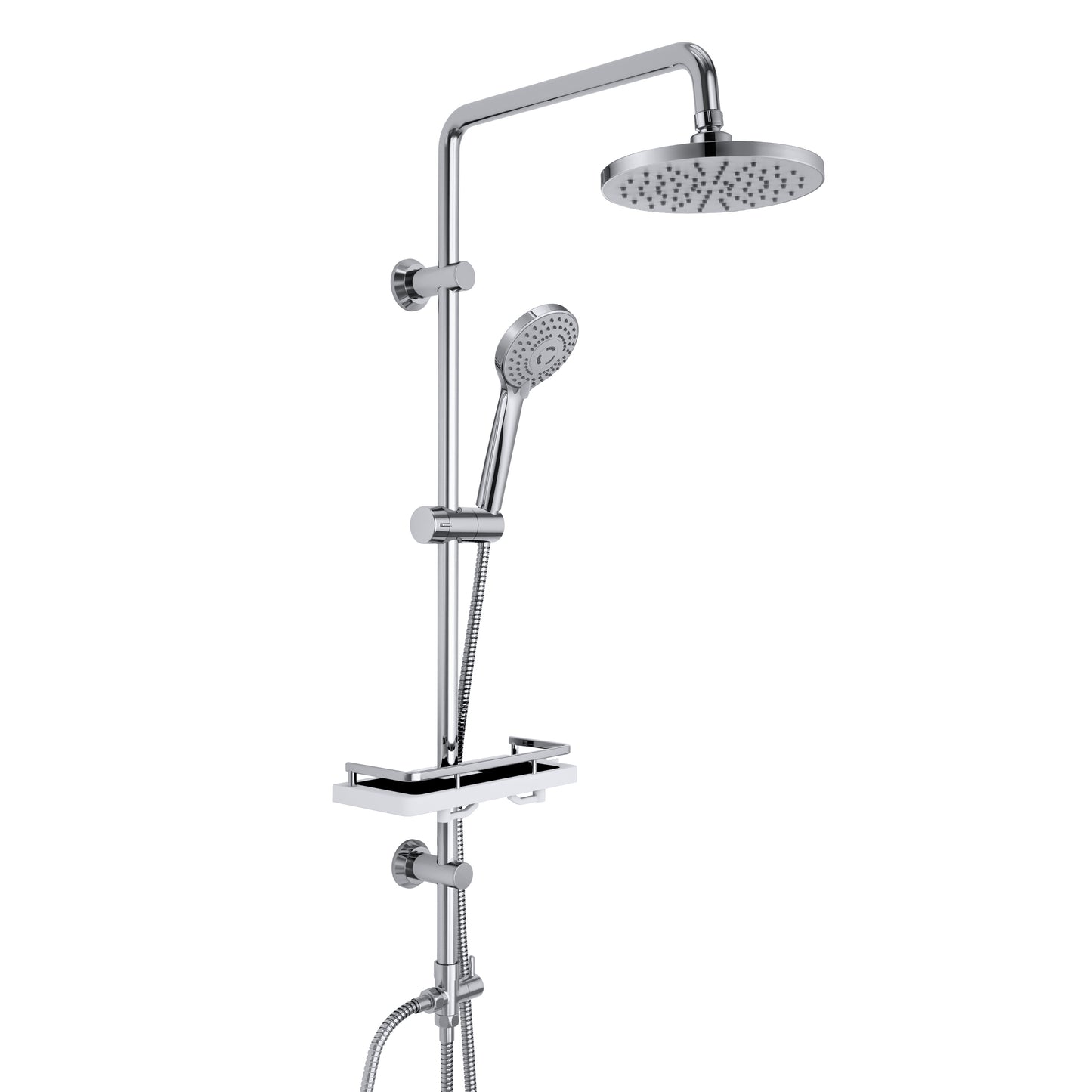 JOHO Regendusche Duschset ohne Armatur, Edelstahl Duschsystem mit Ablage, Duschstange set mit Kopfbrause ABSD20cm