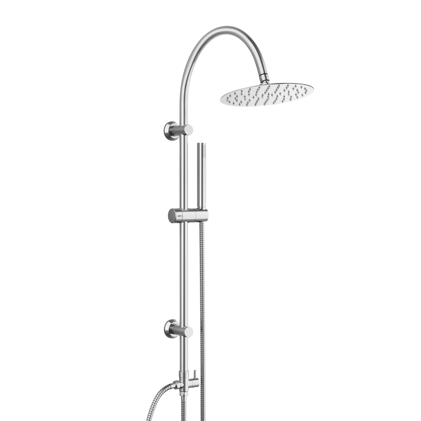 JOHO Regendusche Duschsystem mit Rund Kopfbrause und U Duschstange 92cm Chrom