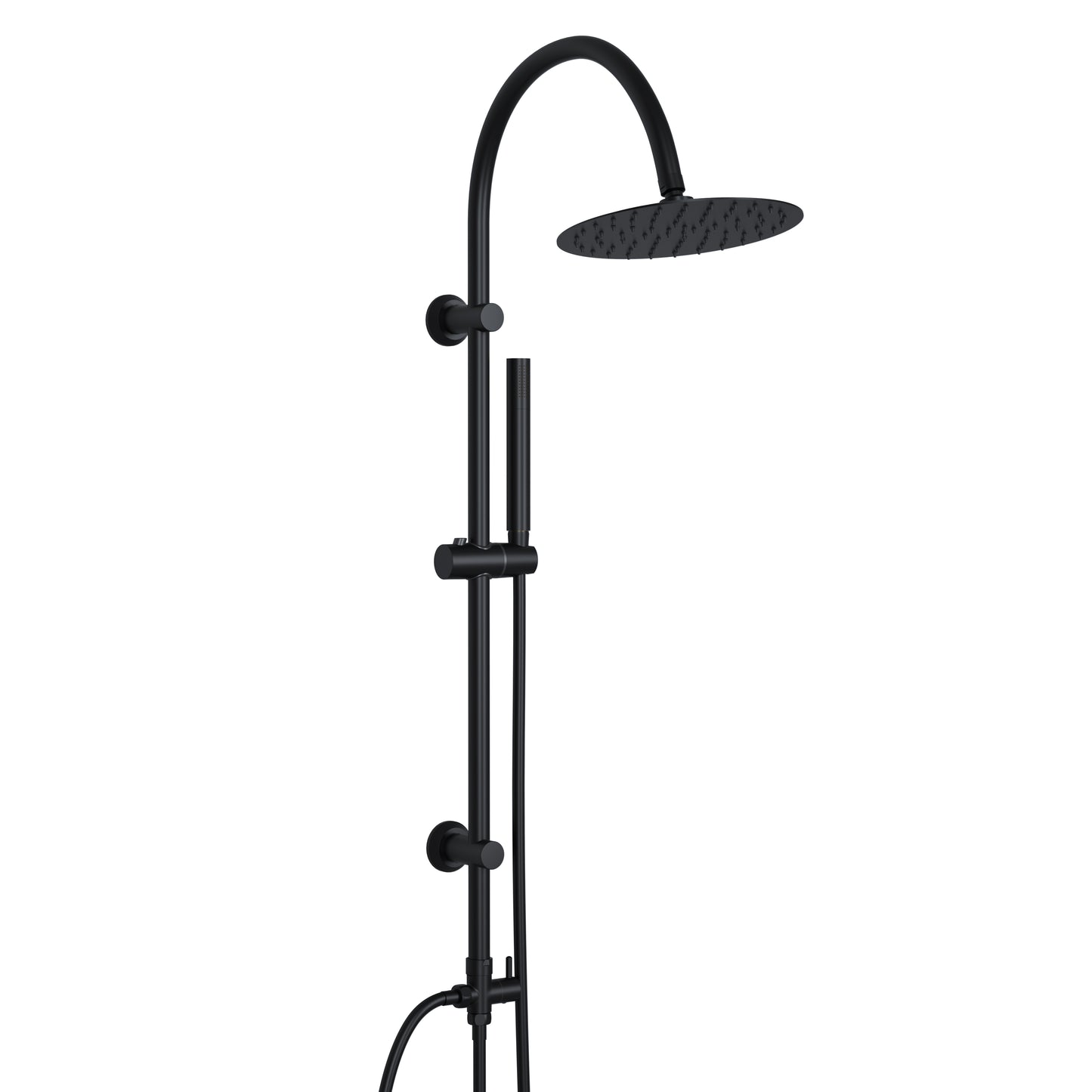 JOHO Regendusche Duschsystem mit Rund Kopfbrause und U Duschstange 92cm Schwarz