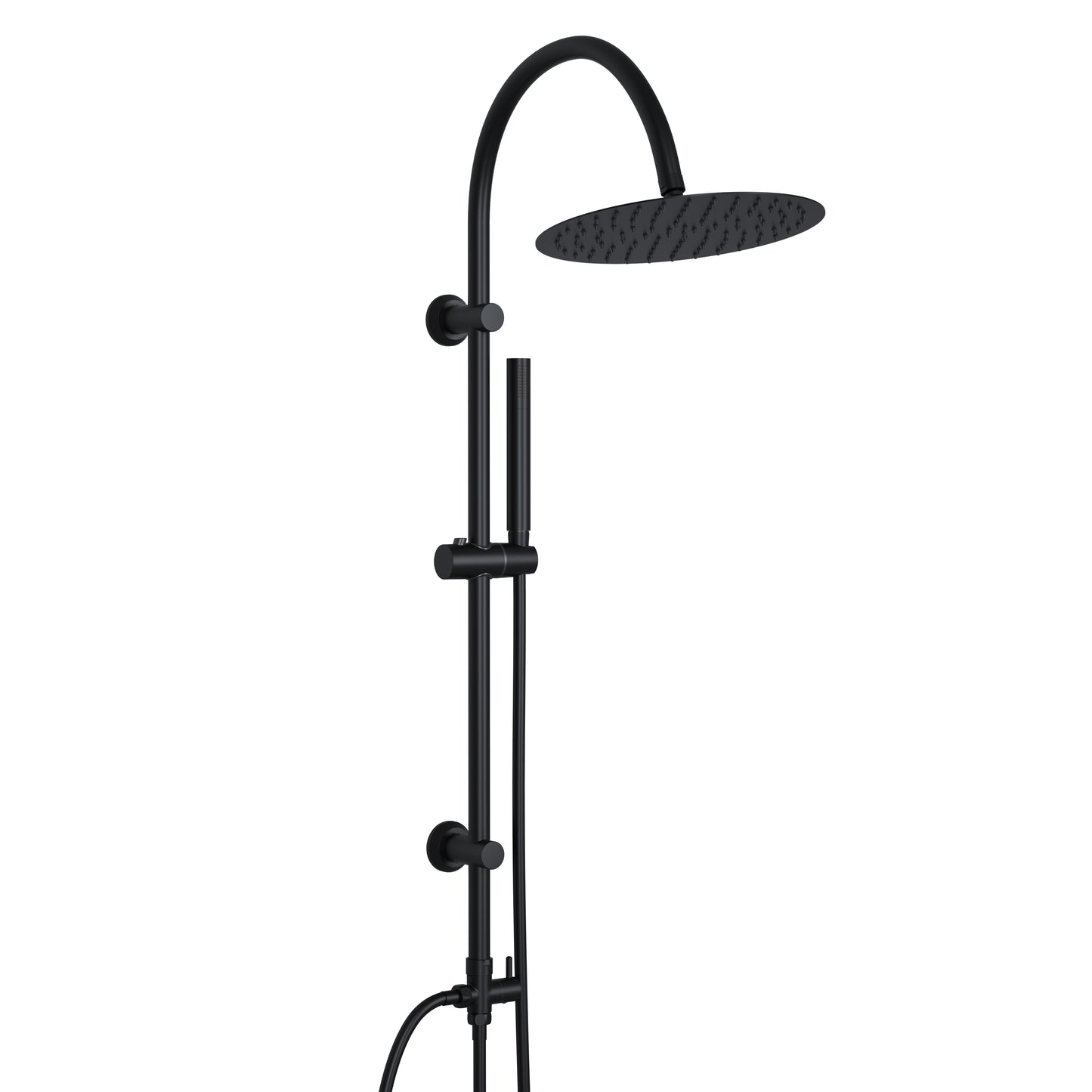 JOHO Regendusche Duschsystem mit Rund Kopfbrause und U Duschstange 92cm Schwarz