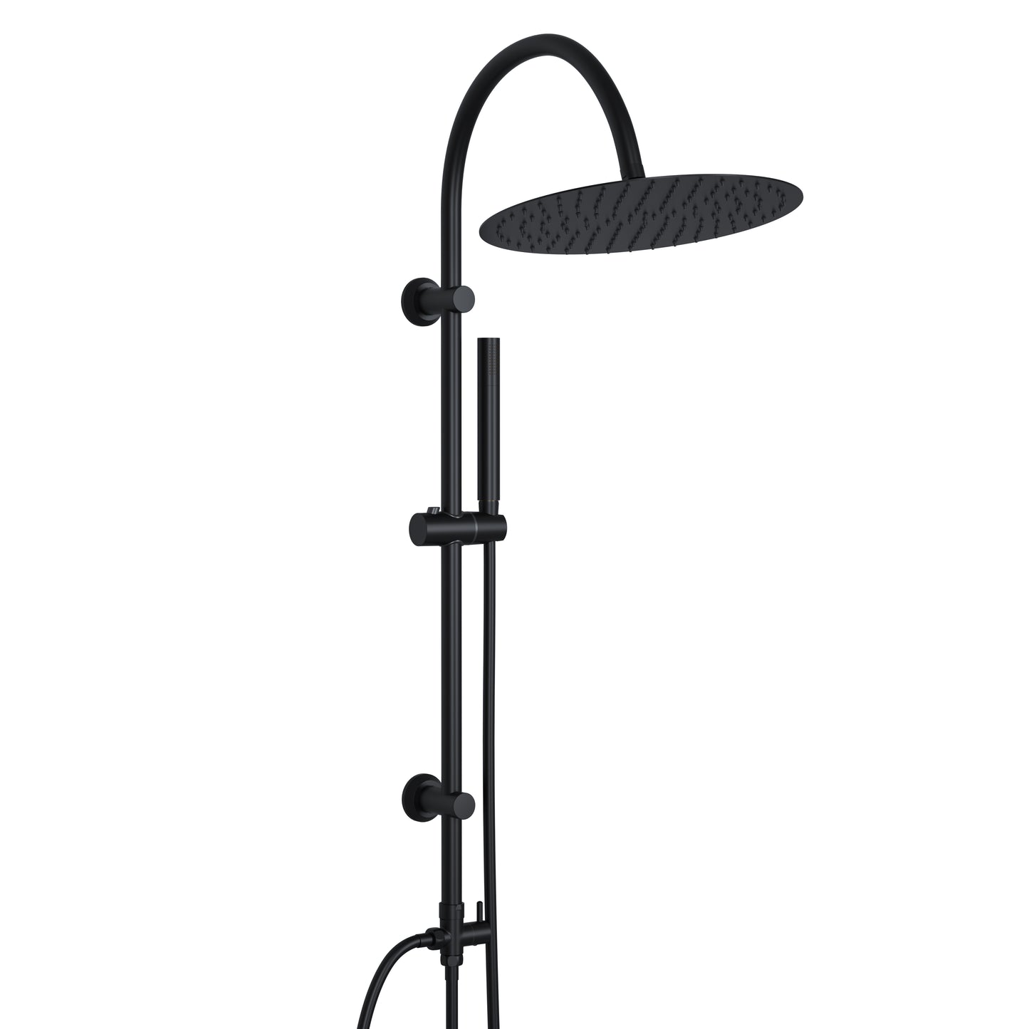 JOHO Regendusche Duschsystem mit Rund Kopfbrause und U Duschstange 92cm Schwarz