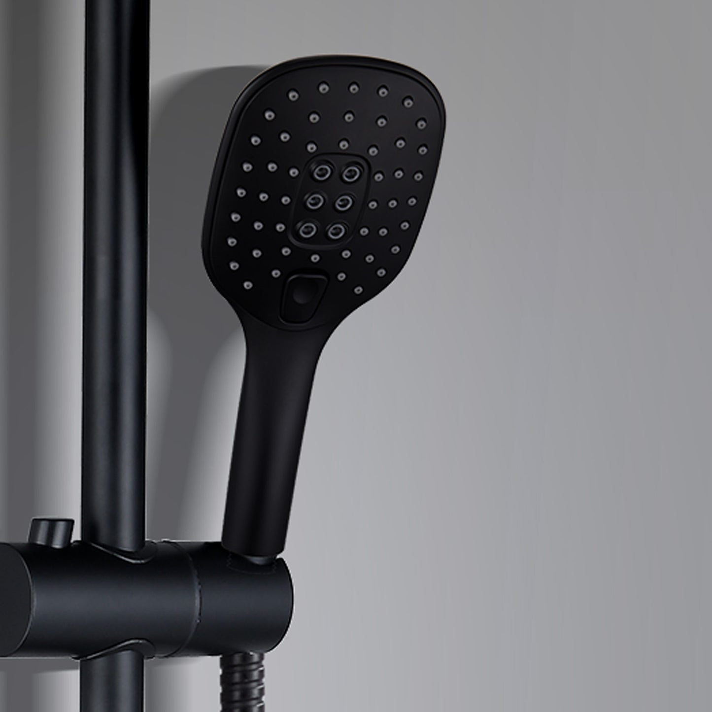 JOHO Duschkopf Handbrause mit 3 Strahlarten, Quadratisch Duschbrause aus ABS, Brausekopf mit Antikalk-Funktion Schwarz