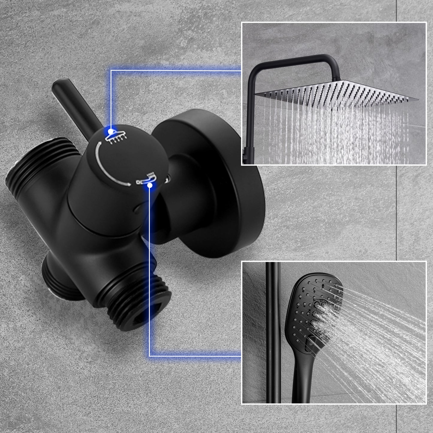 Duschset Regendusche Edelstahl Duschsystem schwarz