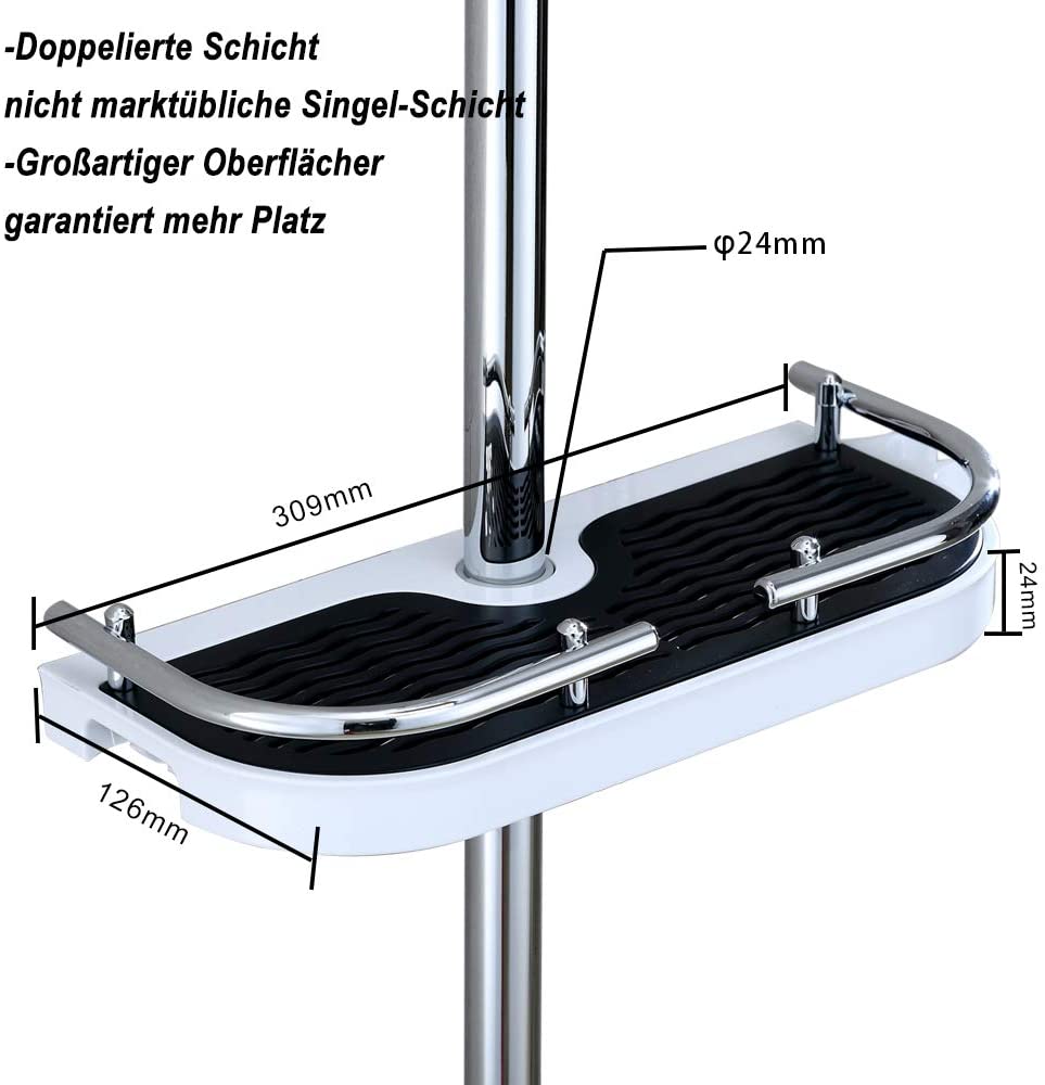 JOHO Duschablage D24mm ohne Bohren Duschregal für Duschstange Duschsäule