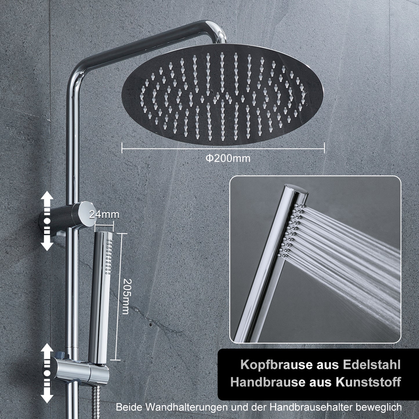 EdelstahlDuschsystemDuschsetohneArmaturRegenduscheUberkopfbrauseset