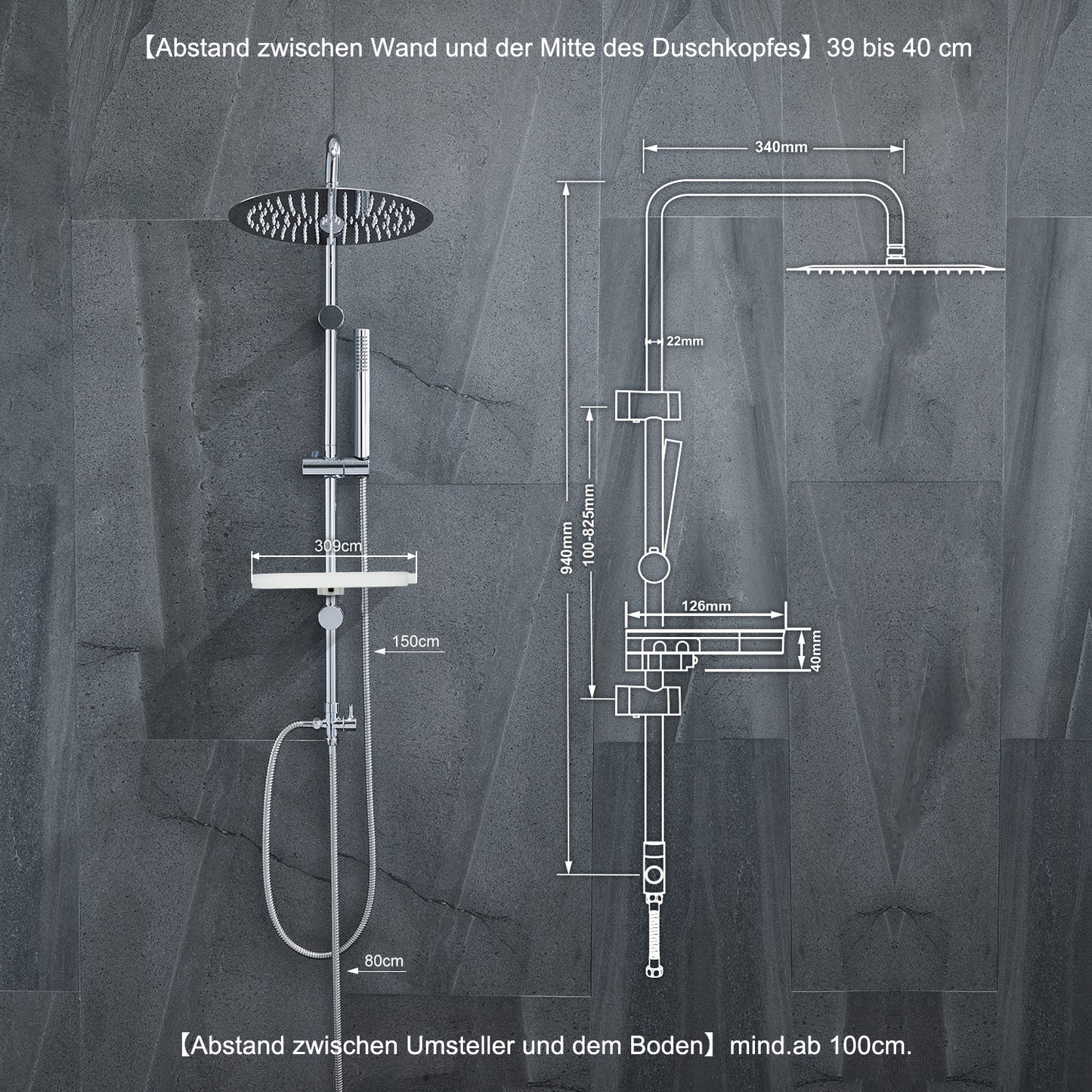 RegenduscheDuschsetDuschsystemmitAblageChromohneDuscharmatur