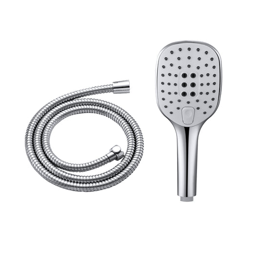 JOHOQuadratischHandbrausemitSchlauch3StrahlartenDuschbrauseBrauseschlauchBrausekopfDuscharmaturen150cm