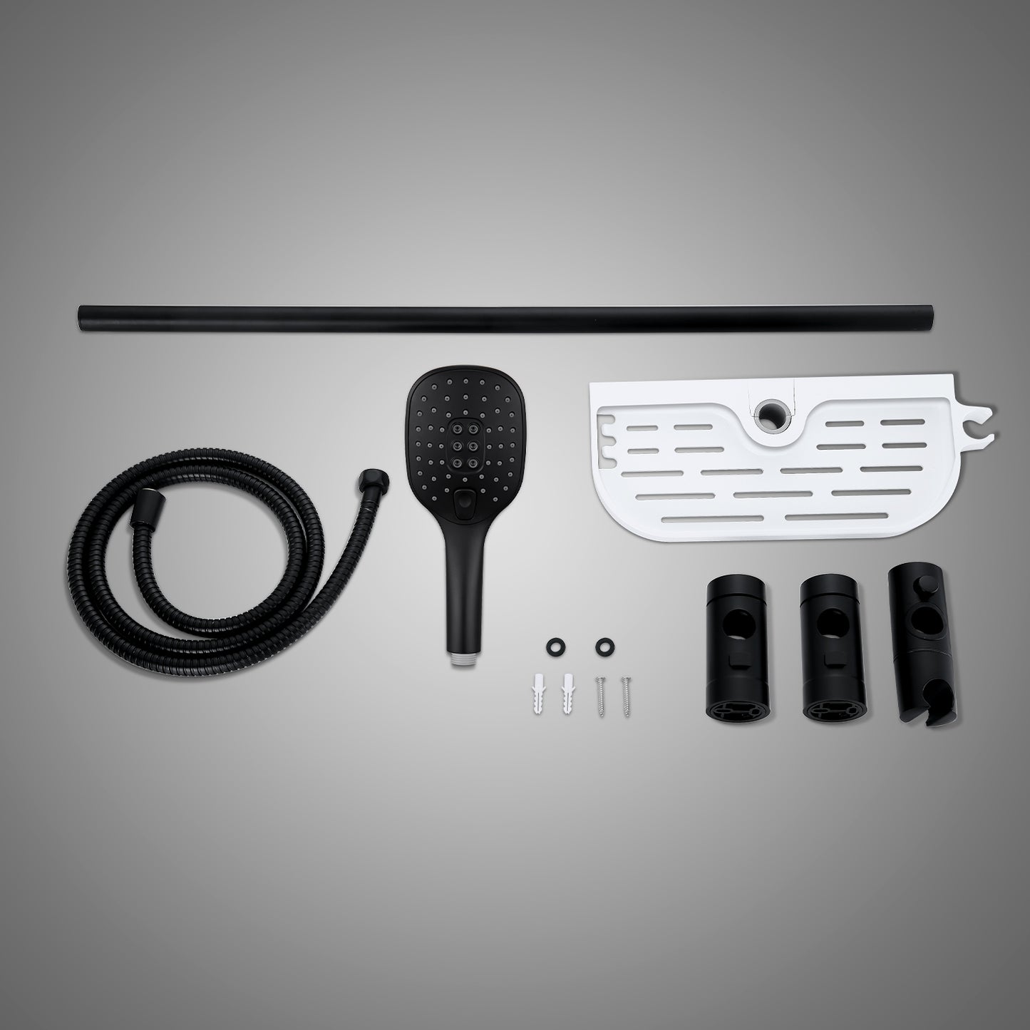 JOHO Duschset Rail Shower kit Der Duschkopf mit hohem Preis-Leistungs-Verhältnis Handbrause Duschstangeset mit Ablage schwarz