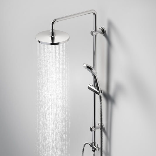 JOHO Regendusche Duschsystem ohne Duscharmatur, Edelstahl Duschset mit ABS Regenduschkopf Rund D20cm Chrom