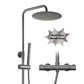 JOHO Regendusche Duschsystem mit Thermostatbatterie, Edelstahl Duschset mit Duscharmatur Komplettset, Rund Kopfbrause Gunmetal Grau