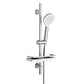 JOHO Duschset Duschstangeset mit Ablage, Rail Shower kit Brausestangeset mit Rund Handbrause Chrom (DSD12CP)