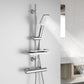 JOHO Duschset Duschstangeset mit Ablage, Rail Shower kit mit rechteckig Handbrause Chrom (DS1210CP)