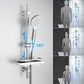 JOHO Duschset Duschstangeset mit Ablage, Rail Shower kit Brausestangeset mit Rund Handbrause Chrom (DSD12CP)